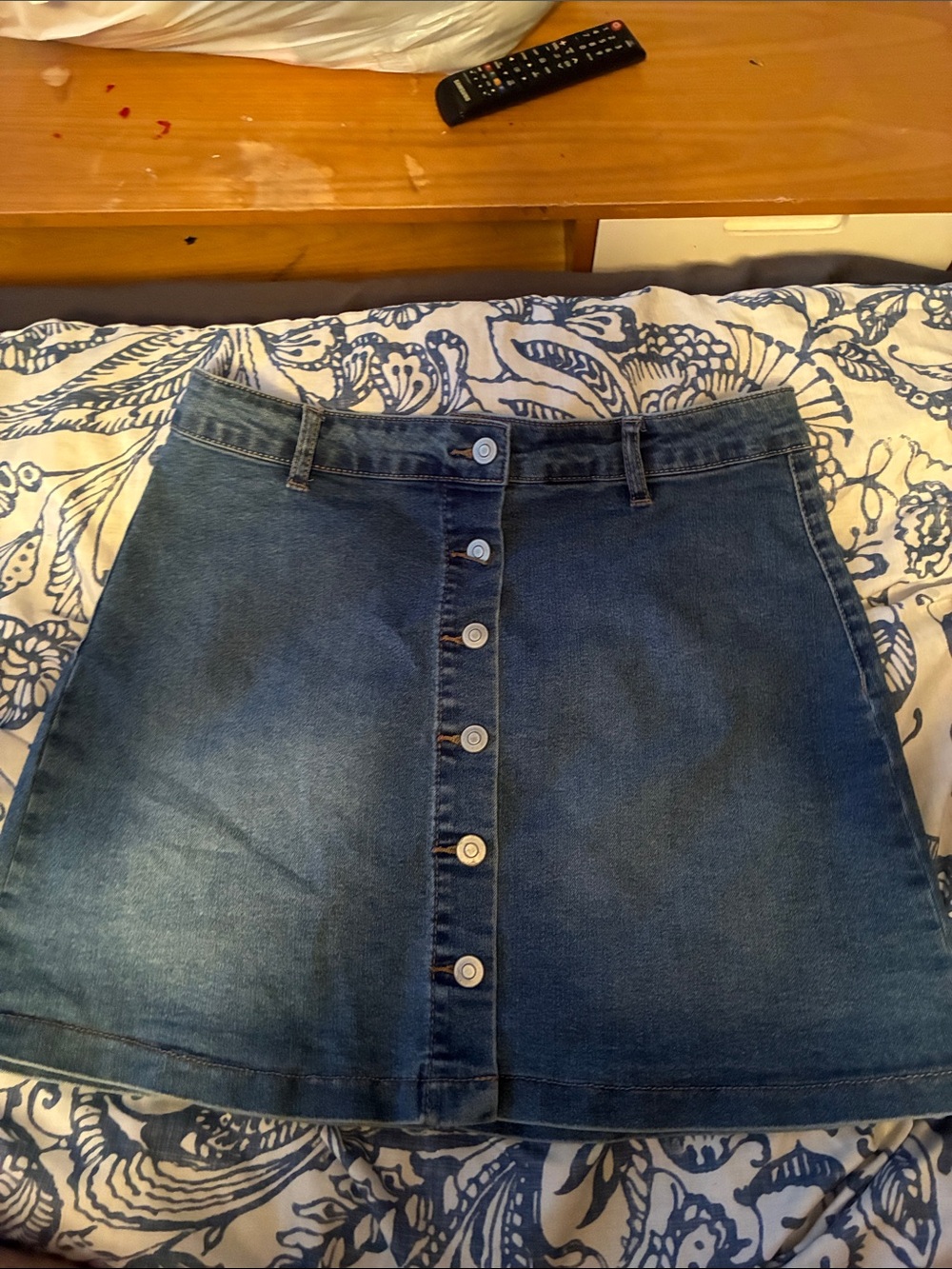 Celebrity Pink Button-Front Denim A-Line Skirt - Blue